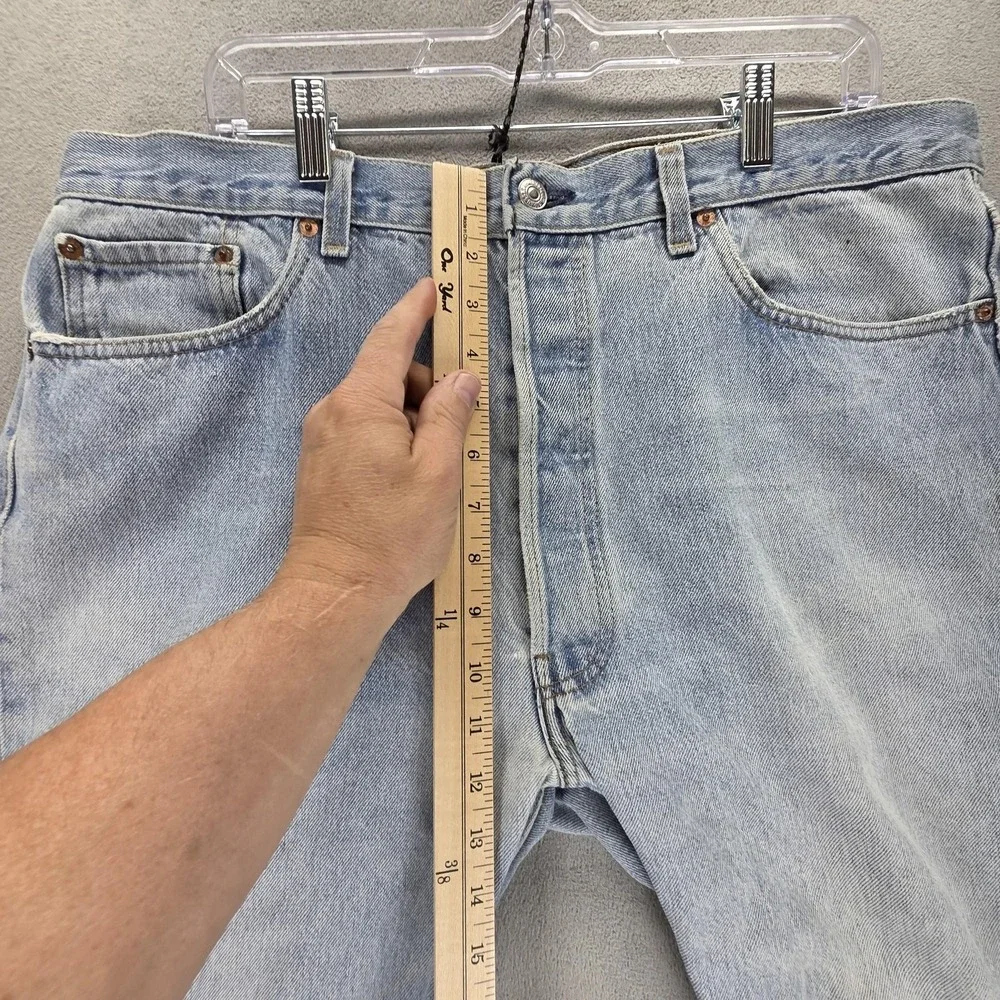 Vintage Levis 501 Jeans‎ Mens Blue Light Wash Straight Button Fly USA Fits 36x28